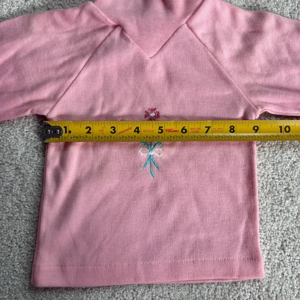 Carter's Vintage Mock Neck Baby Girl 18M Pink Floral Embroidered Long Sleeve Y2K